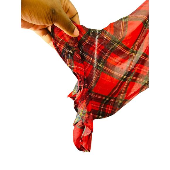 NWT Cato Plaid Flutter Long Sleeve Mock Neck Blouse Top Red Holiday 14-16 - Picture 4 of 6